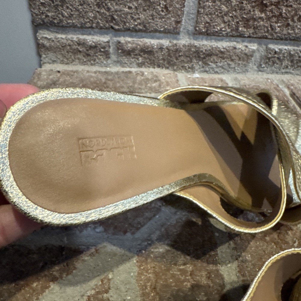Nordstrom Rack Lauren Slide Gold Open Square Toe Sandals Women's Size 8M #416 - Picture 14 of 16